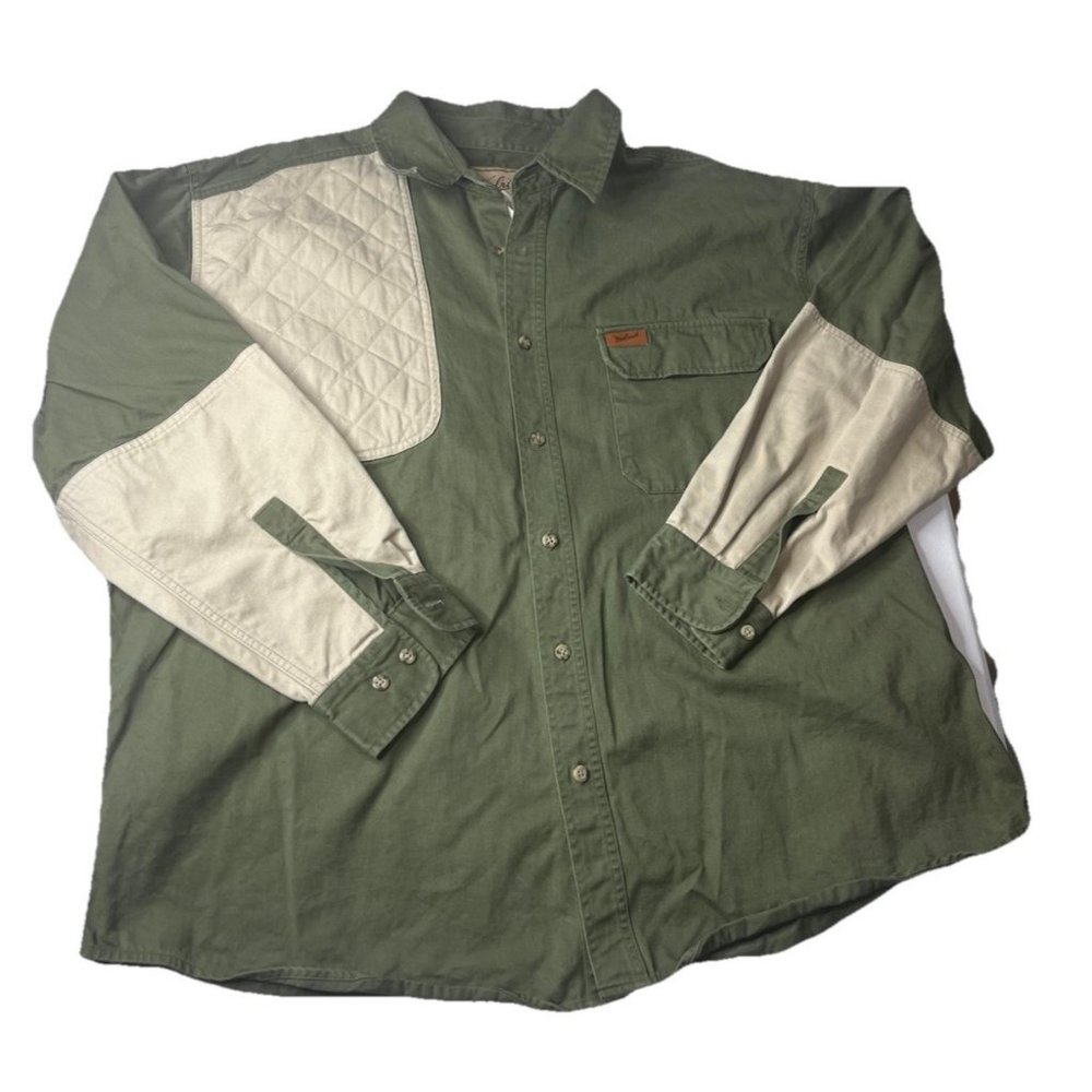 Woolrich Shooting Shirt Men Size 2x Quilted Chest Guide Collection Green‎